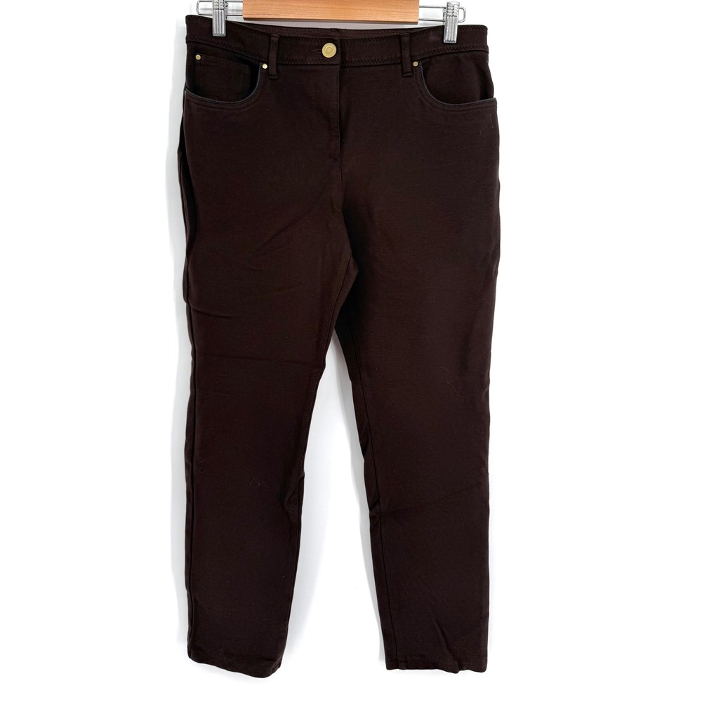 Chicos So Slimming Dark Brown Straight Leg Pants Womens Sz 1/8P Short 5-Pocket
